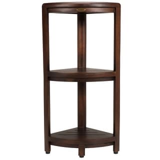 Teak Three Tier Corner Corner Shower Shelf in Brown Finish Teak Three Tier Corner Corner Shower Shelf in Brown Finish