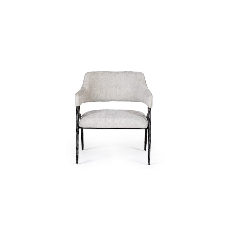 Modrest Ector Modern Off-White Fabric & Forged Metal Accent Chair