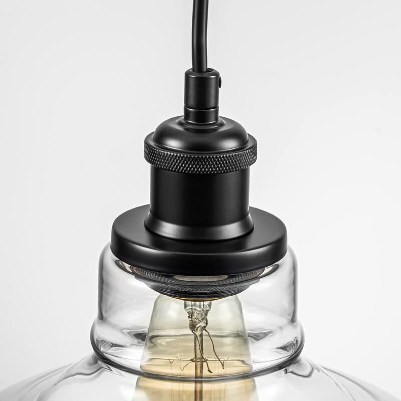 1/3-Light Industrial Modern Black Linear Clear Glass Pendant Light