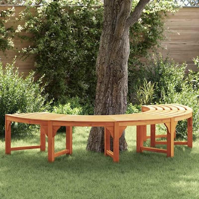 vidaXL Tree Bench Outdoor Patio Wooden Bench for Backyard Porch Park Wood