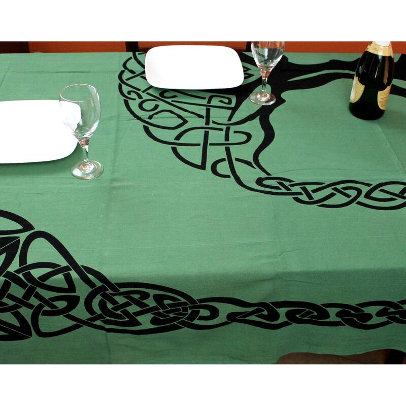 Cotton Celtic Tree of life Tablecloth Rectangle with Fringes