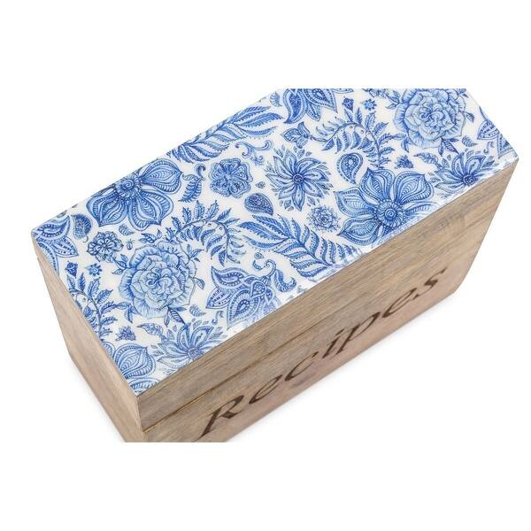 Shop 6 Blue And White Recipes Carved Decal Wood Recipe Box