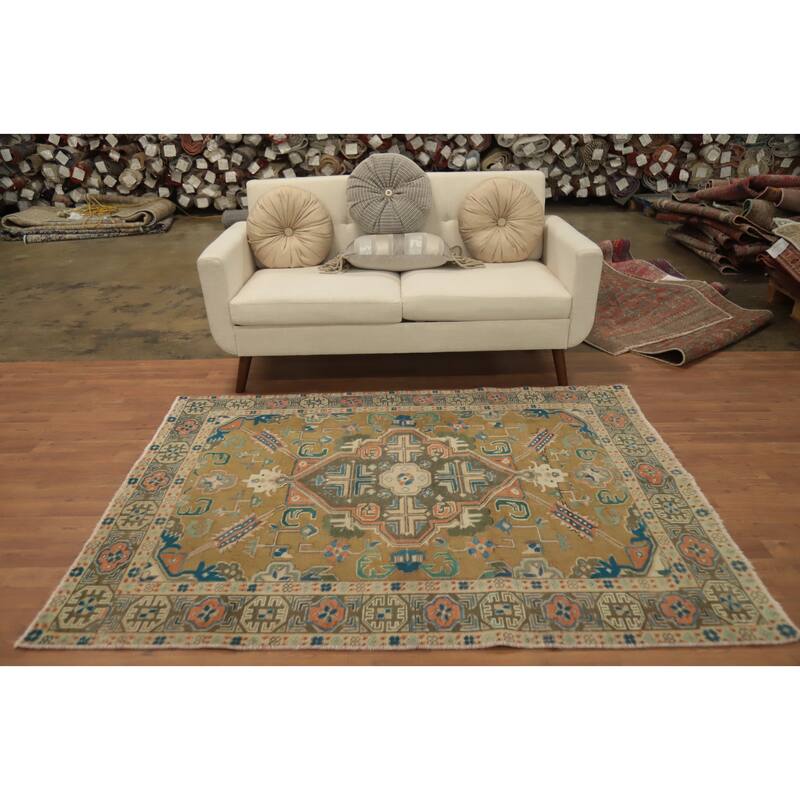 Hand Knotted Oriental 100% Wool Carpet Traditional Medallion Brown Tabriz Area Rug - 6' 4'' X 4' 10''