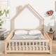 preview thumbnail 95 of 109, Twin/Full Montessori Toddler Floor Bed Frame, Modern House-Shaped Bed Frame with Fence and Full-Length Guardrails for Girls Boys