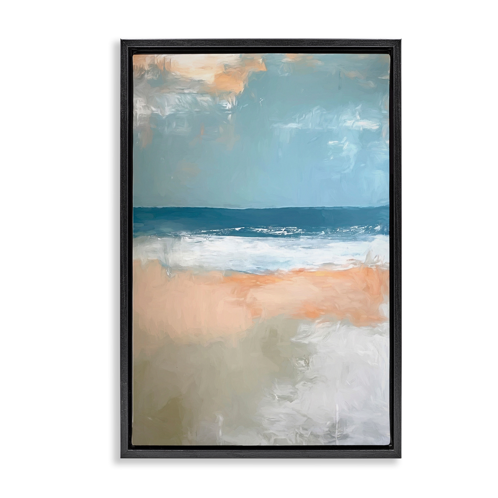 Stupell Beautiful Day At Beach Abstract Framed Floater Canvas Wall Art Design By Ramona Murdock