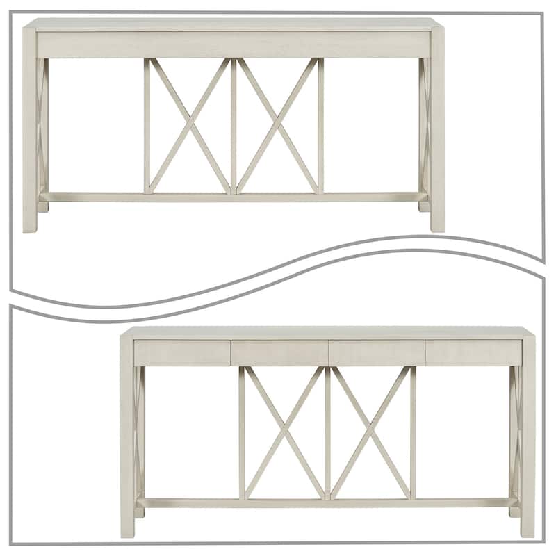 Modern Industrial Style Wooden Console Table with Four Drawers, For Living Room Hallway Use