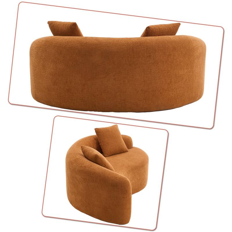 Modern 2-Seater Frame-Free Compressed Curved Chenille Upholstered Loveseat Sofa