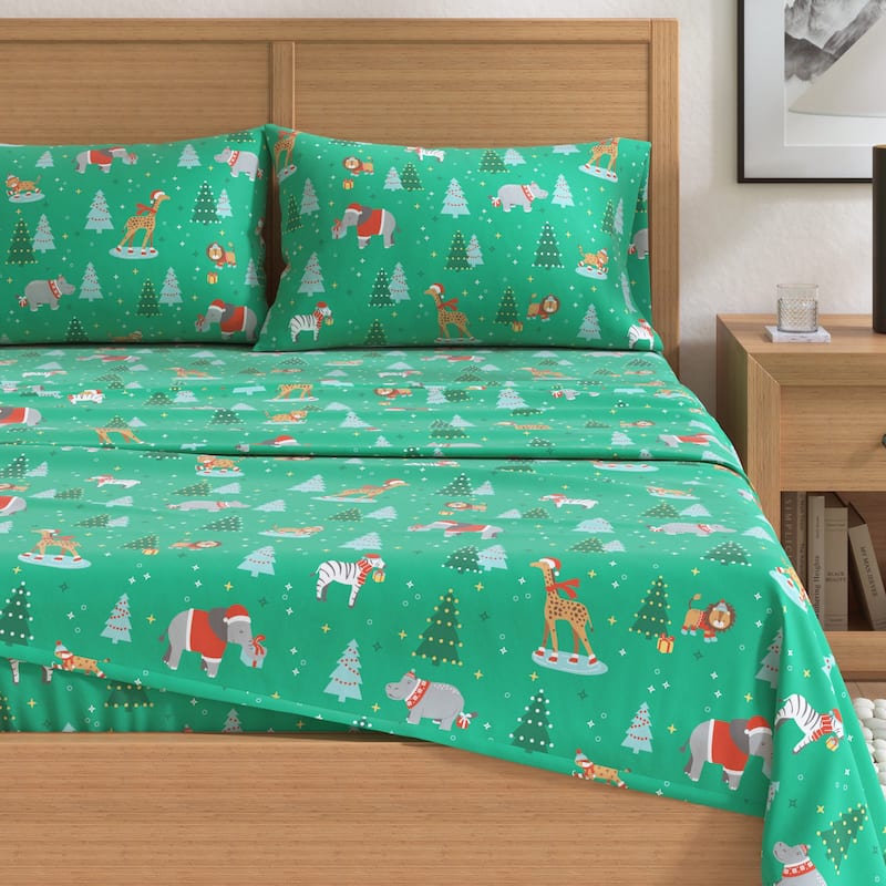 Linery & Co. Christmas Turkish Cotton Double-Brushed Flannel Bed Sheet Set