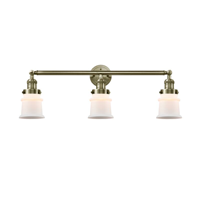 Innovations Lighting Canton - 3 Light 30" Bath Vanity Light - Antique Brass/Matte White