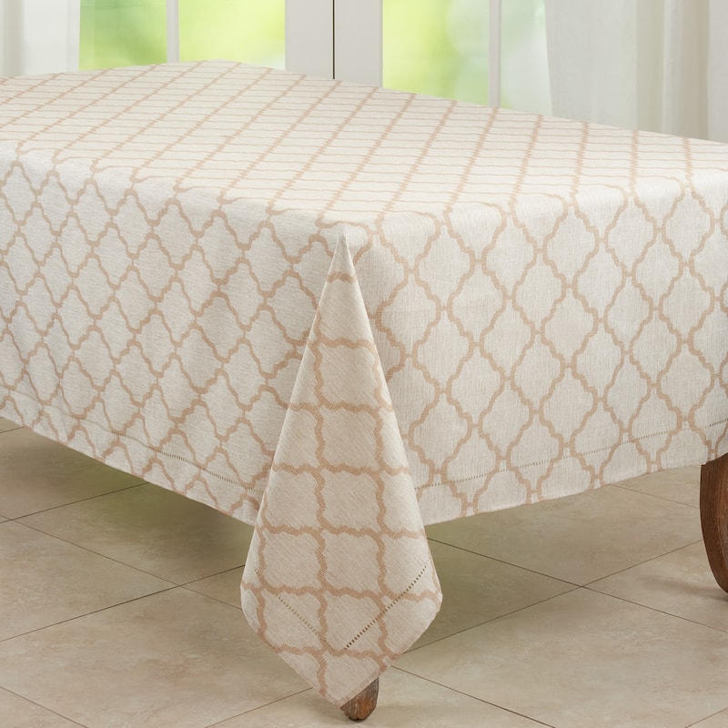Tablecloth With Laser-Cut Hemstitch Design - 65"x104" - Taupe