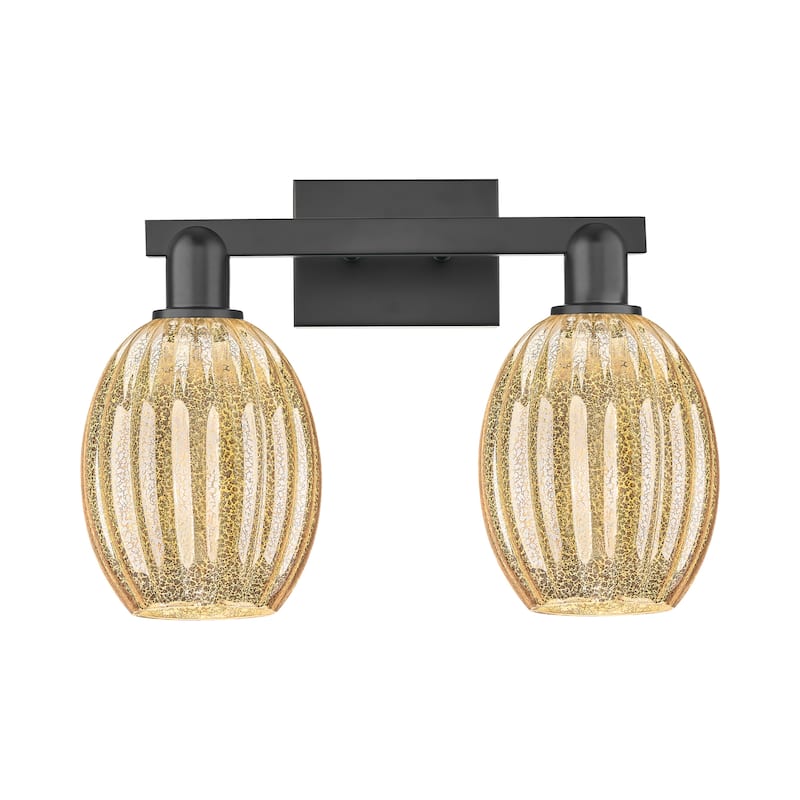 Innovations Lighting 716-2W-13-16 Preston Vanity Preston 2 Light 16" - Matte Black / Mercury