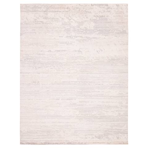 ECARPETGALLERY Hand-knotted Alma White Wool Rug - 9'1 x 11'11