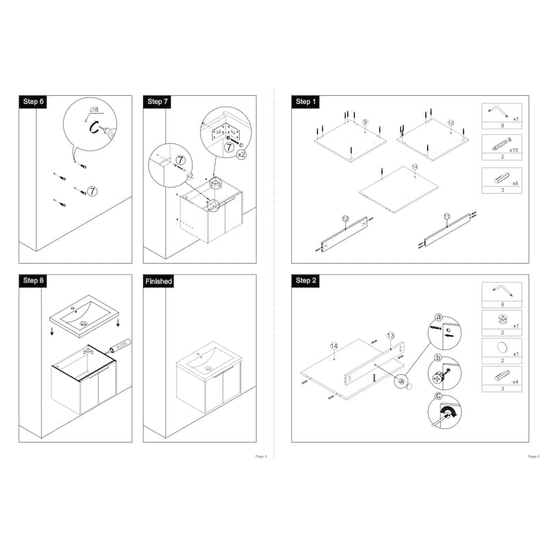 Beingnext 24"/30"/36" Bathroom Vanity with Sink, Floating Bathroom Vanity with 2 Soft Close Doors