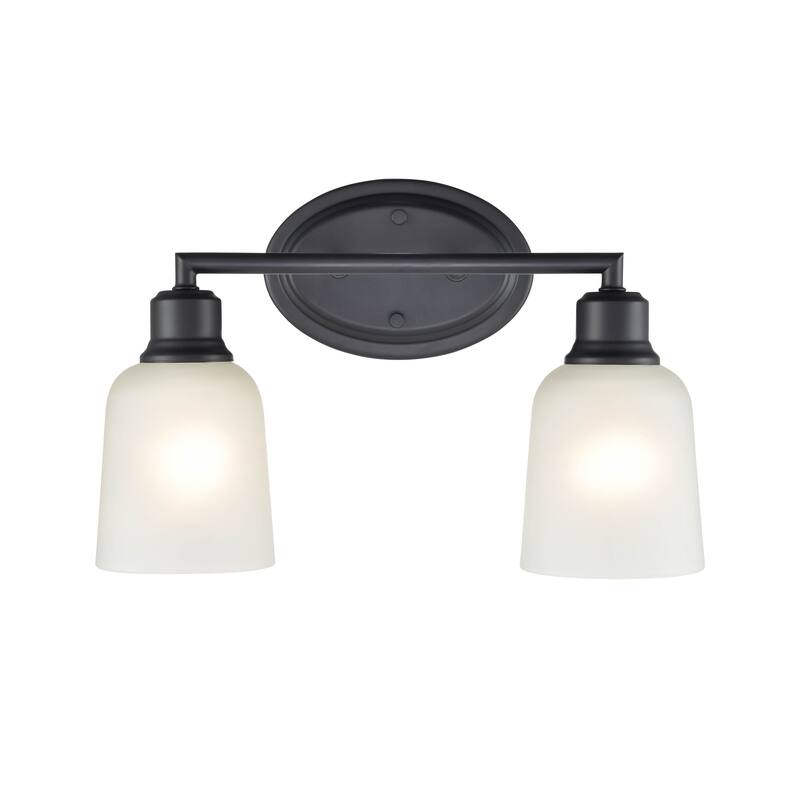 Millennium Lighting Amberle Brushed Nickel or Matte Black 2 Light Bathroom Vanity Fixture with Frosted White Shade - Matte Black