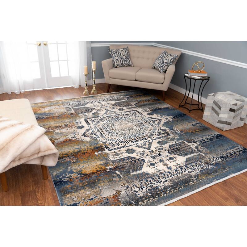 Noori Rug Latif Sandi Rug - 5'3" x 7'10" - Navy/Beige