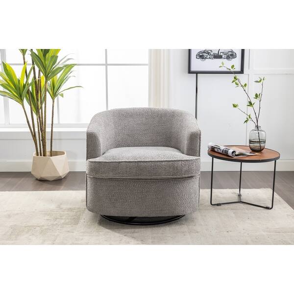 360 Degree Swivel Accent Chair Round Barrel Armchair, Gray - Bed Bath ...