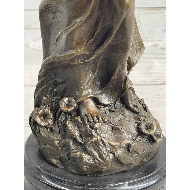Signed Original French Milo Bridal Gift Bride With Bouquet Of Flower Bronze Figure