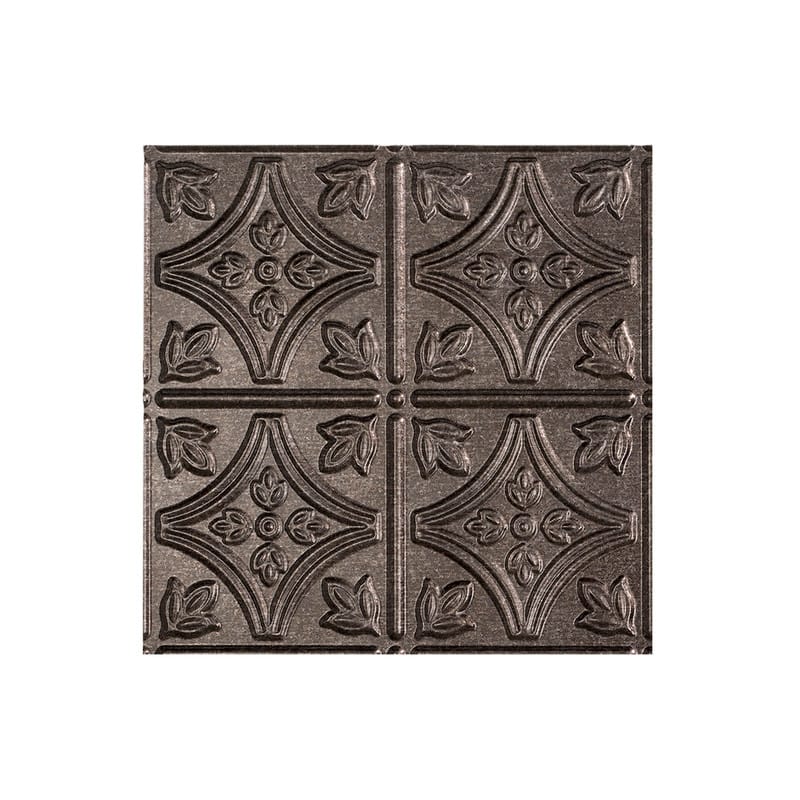 FASÄDE Traditional Style1 Decorative Vinyl 2ft x 4ft Glue Up Ceiling Panel in Smoked Pewter (5 Pack) - 12in x 12in Sample - Smoked Pewter