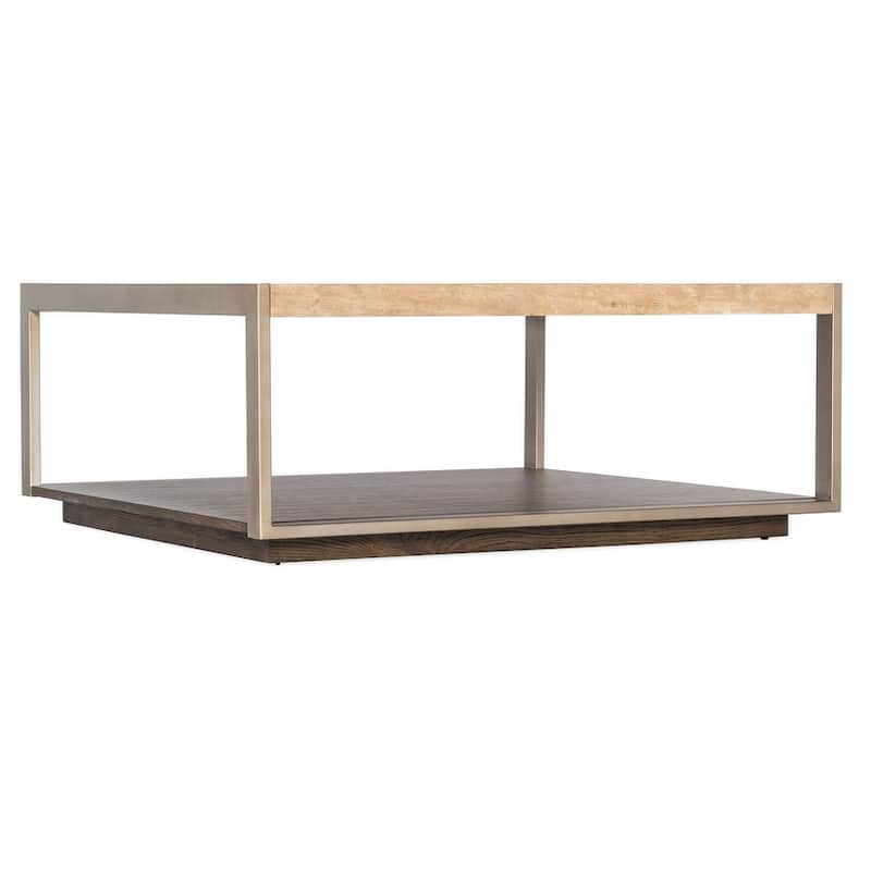 Hooker Furniture M11-80110-00 Hammon 42" Wide Square Marble Top Metal, - Medium Oak / Champagne / Marble