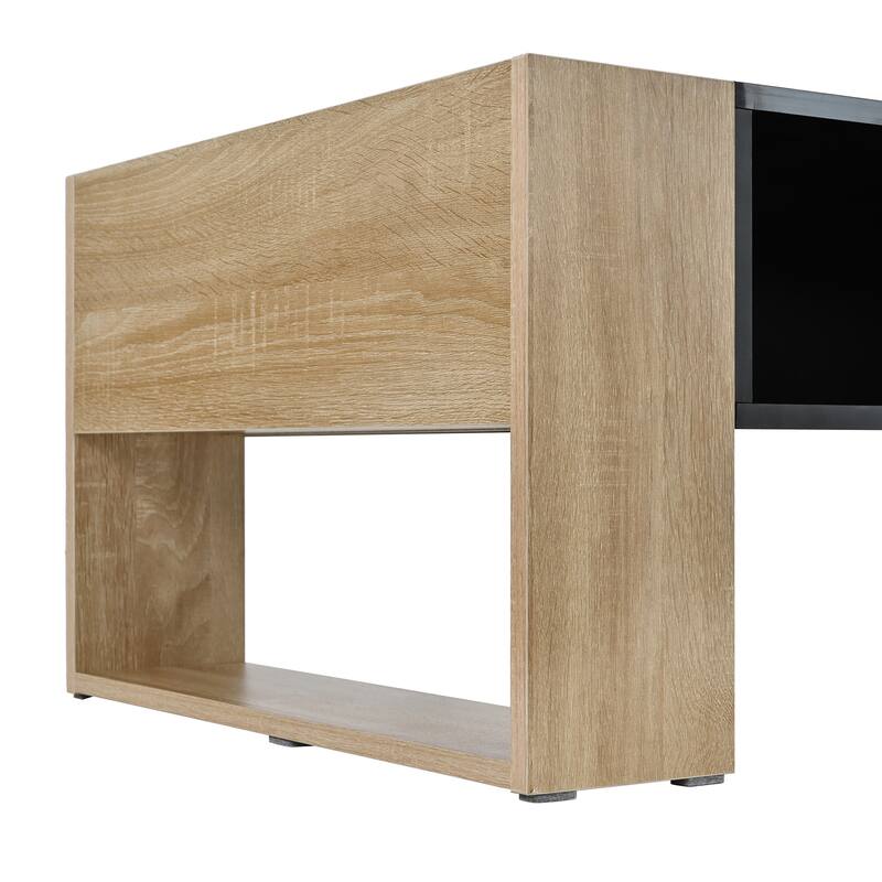 High Gloss Coffee Table with 2 Drawers and Hidden Storage, Two-Tone Center Table - 41.3" W × 23.6" D × 15.7" H