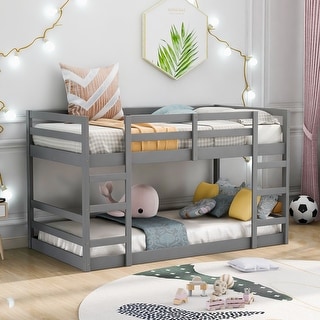 Stylish & Contemporary Design Wood Bunk Bed with Ladder, Sturdy and Durable Frame