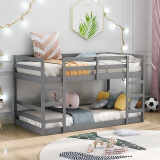 Twin Over Twin Bunk Bed with Ladder, Maximized Space, Solid Pine Construction, Full-Length Guardrails