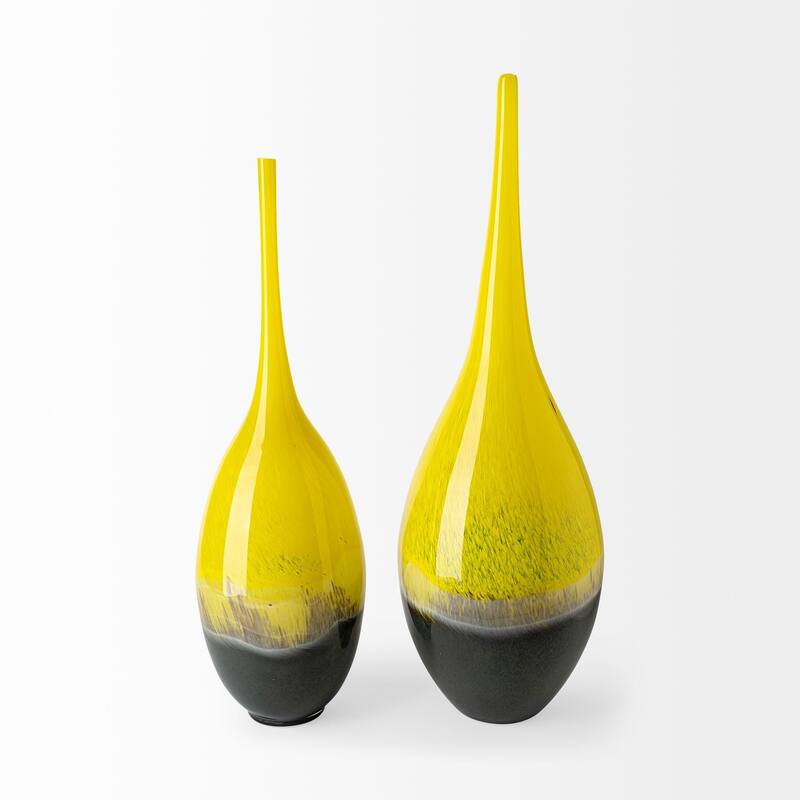 Lovely Yellow and Gray Handblown Spunglass Vase