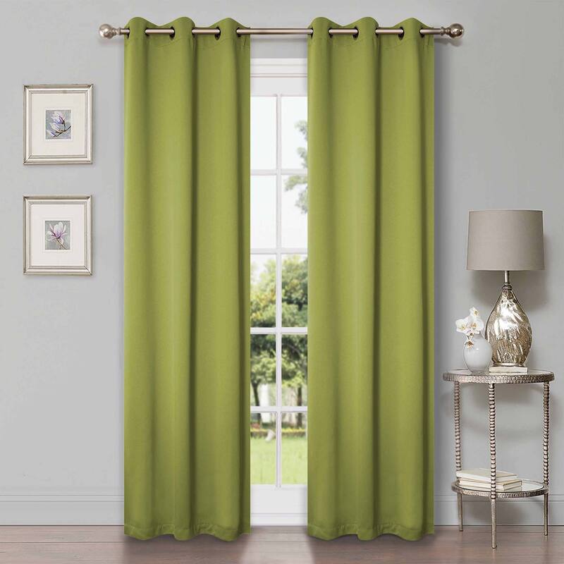 Superior Solid Machine Washable Room Darkening Grommet Curtains, Set of 2