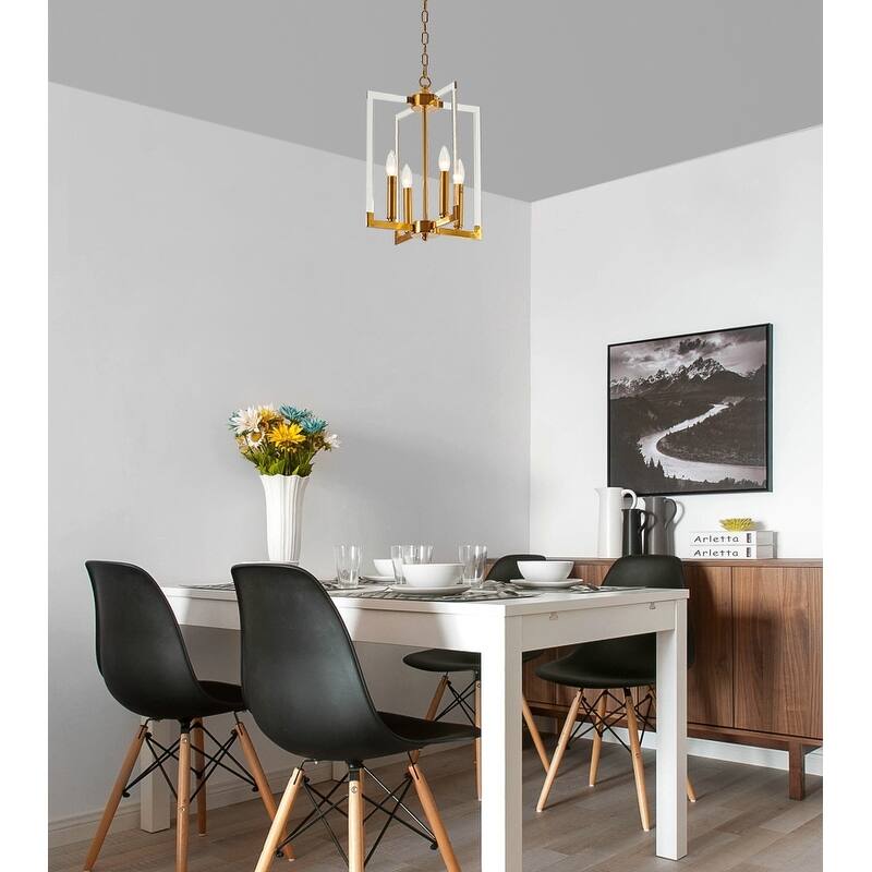 4-Light Bronze Metal Frame Chandelier With Acrylic Arms
