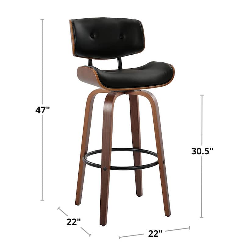 Carson Carrington Leksand 30" Fixed-Height Bar Stool with Bent Wood Legs (Set of 2)