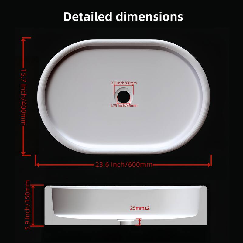 Roomfitters Marble Bathroom Vessel Sink, Natural Stone Countertop Wash Basin, Polished Oval Vanity Sink