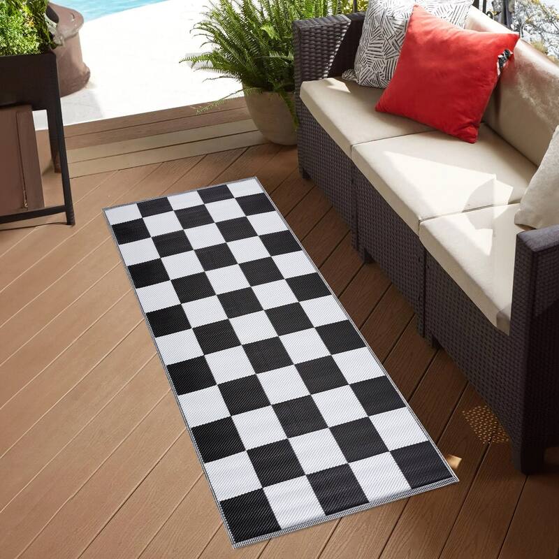 Playa Rug Outdoor Recycled Reversible Plastic Folded Mat/Rug California Collection Lightweight & Weather, Water and UV Resistant