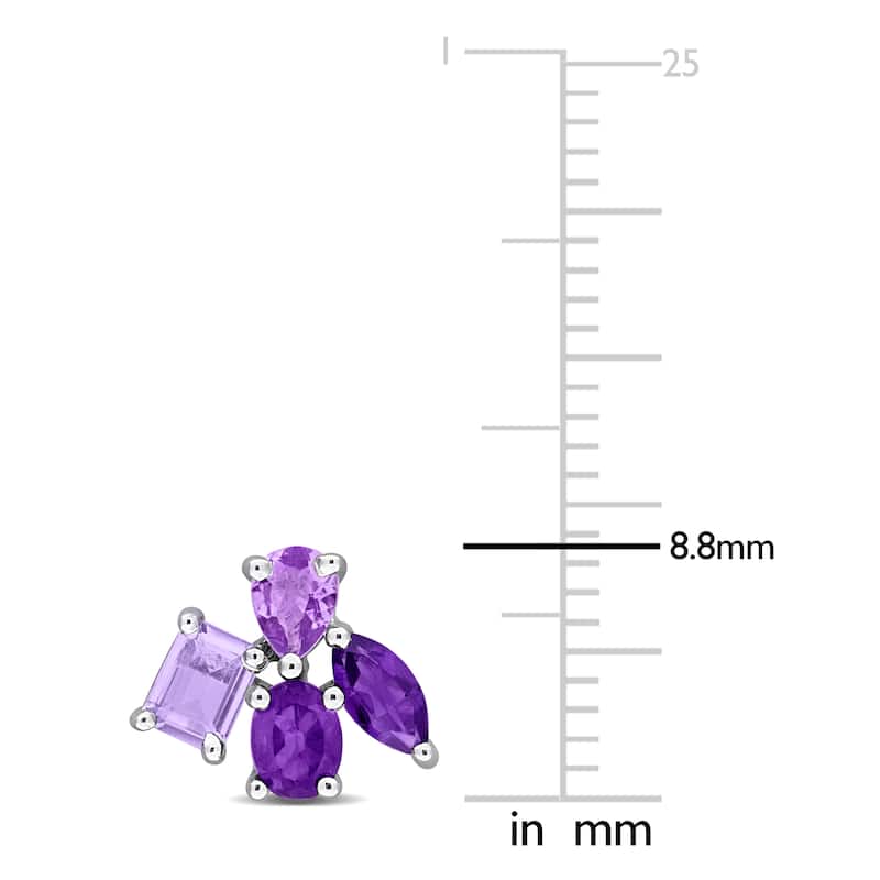 Miadora Multi-Gem Cluster Stud Earrings Sterling Silver