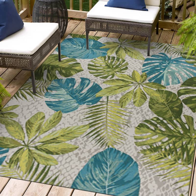 World Rug Gallery Contemporary Tropical Floral Indoor/Outdoor Area Rug