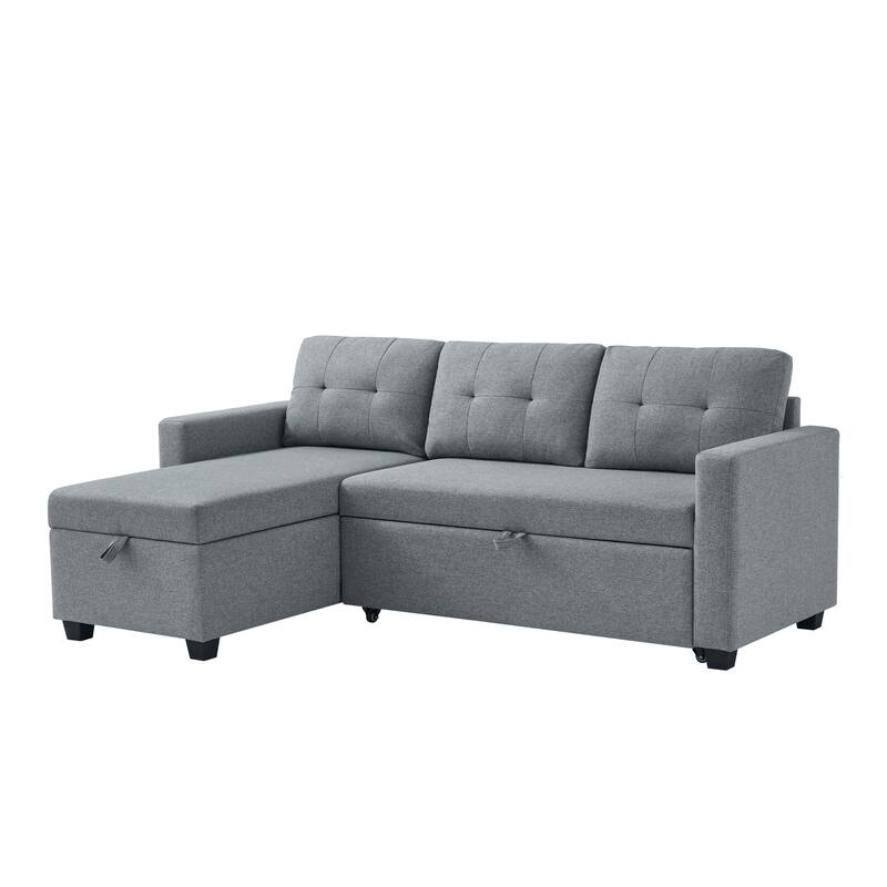 GDFStudio - Ethan Modern Pull-Out Sectional Sofa with Storage Chaise and Reversible Layout