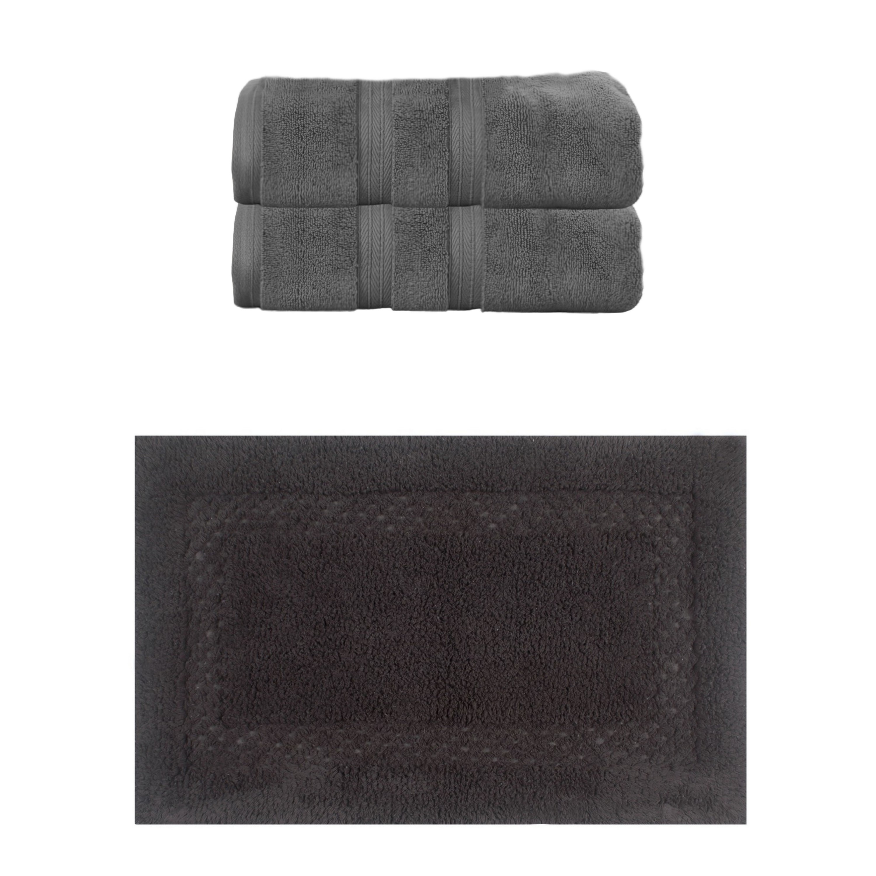 Home Weavers Classy Bath Mat 100% Soft Cotton 6 Pc Towel Set & 1 Pc Bath Rug, Machine Washable & Non Slip (Set of 7)