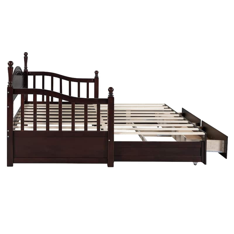 Wooden Twin Size Daybed with Twin Size Trundle