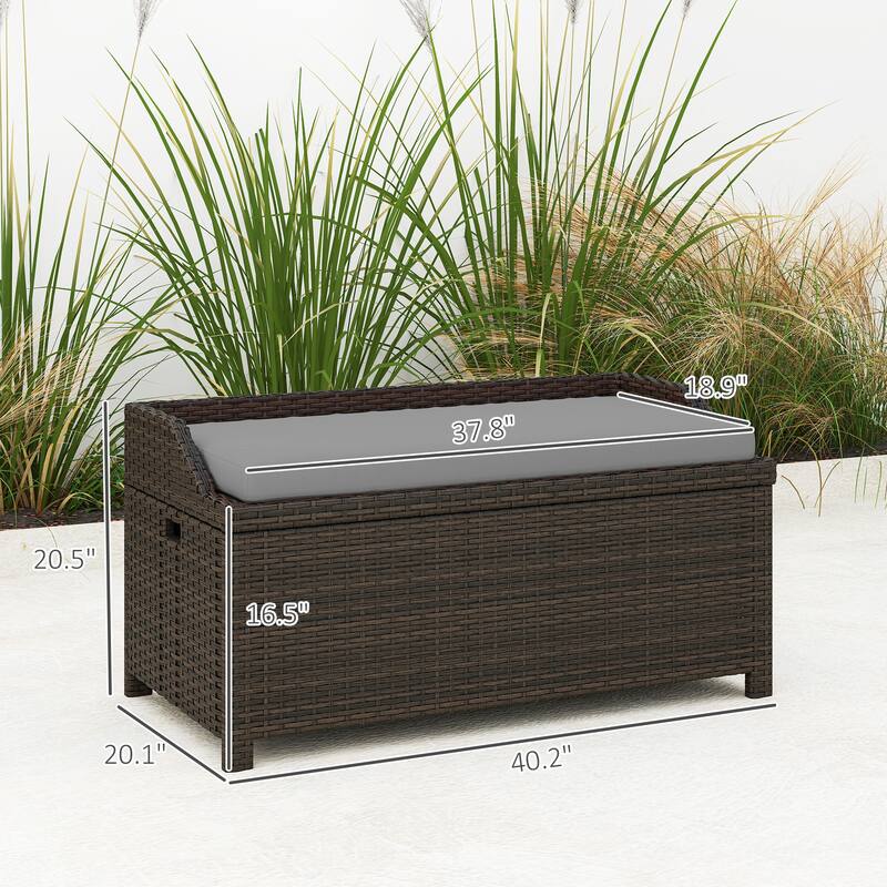 2-in-1 Storage Bench with Plush Cushion, Aluminum Frame & Handles - 40.25" W x 20" D x 20.5" H