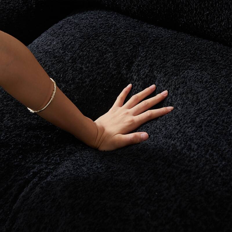 Curved Sectional Sofa with L-Shape Chaise, Chenille Upholstered Boneless Cloud Sofa, Modular 4 Seat Corner Sofa with Cushions