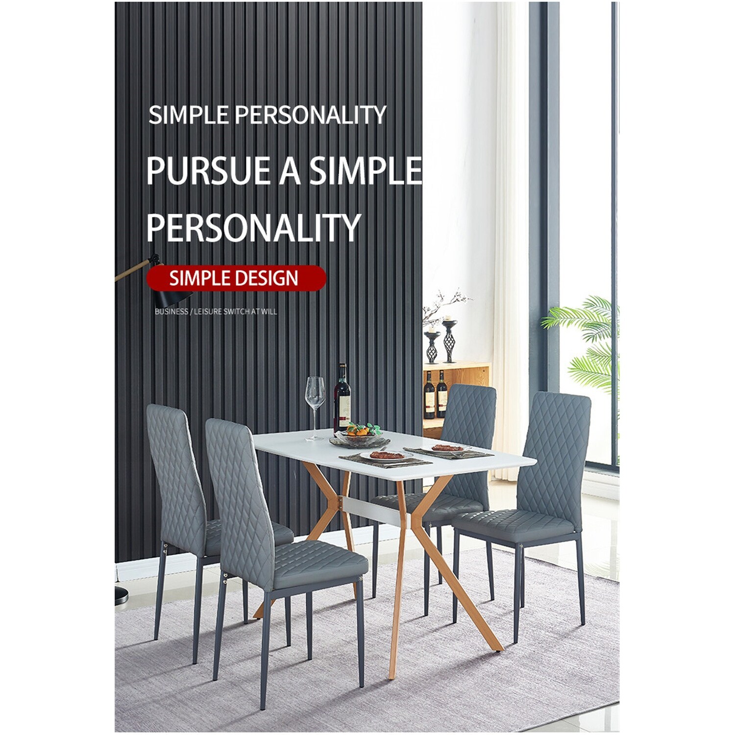 Faux Leather Dining Chairs Metal Pipe Set Of 6 Black White Grey Overstock 32740307