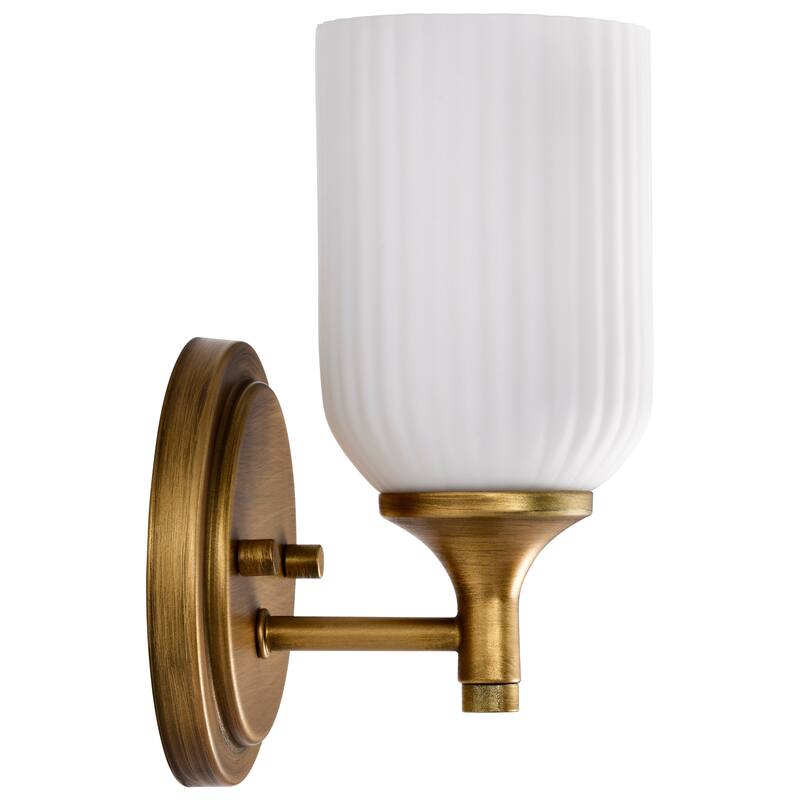 Solara 1 Light Wall Sconce Natural Brass Finish Frosted Ribbed Glass - Natural Brass