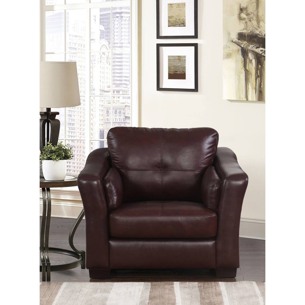 Abbyson Torrance Burgundy Top Grain Leather Armchair