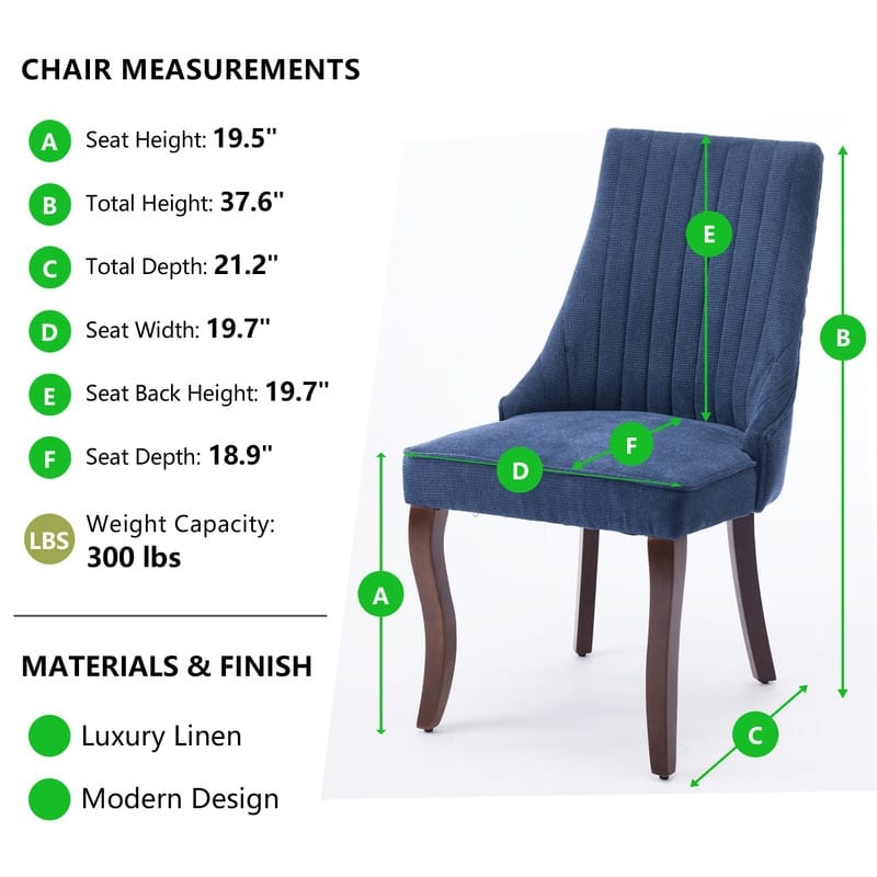 Comfy Fabric Upholstered Dining Chair (Set of 2)