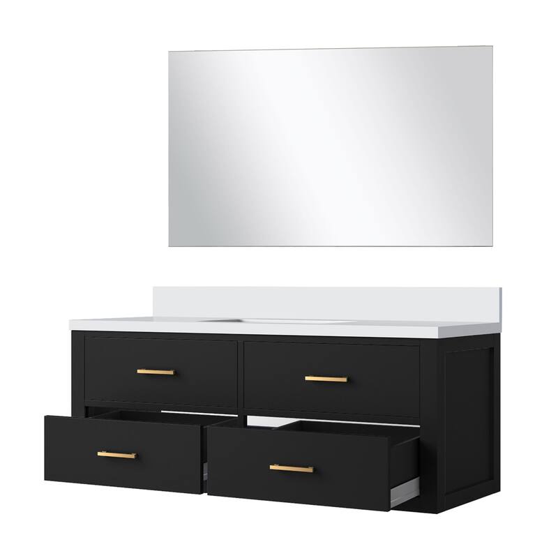 Castor Bath Vanity with Quartz Top, Sink and Mirror