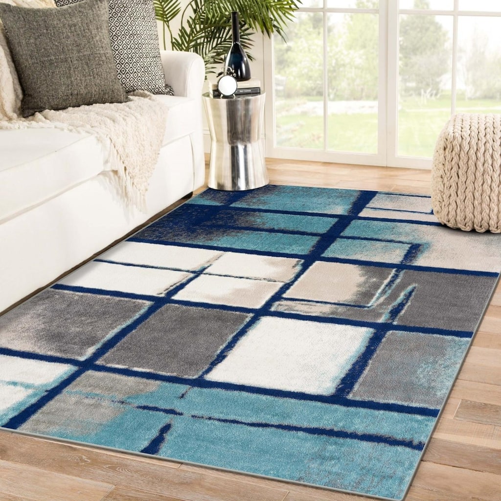 Luxe Weavers Abstract Geometric Grid Area Rug