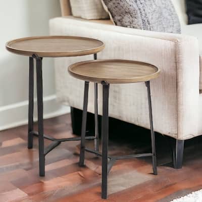 HomeRoots 24" Brown Solid Wood Round End Table - 20' X '24' X '20