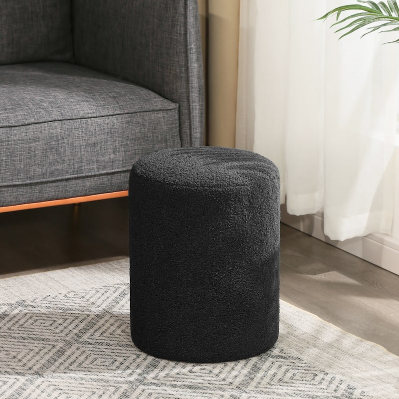 Adeco Ottoman Footrest Fabric Stool for Living Room Bedroom - 12"x12"x15" - Black