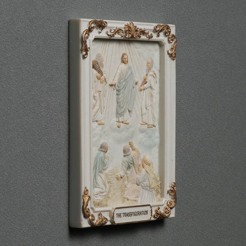 4.1 inches Length Polyresin Luminous Mysteries the Transfiguration White and Gold Finish Figurine