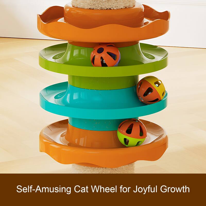 Anmytek Floor to Ceiling Cat Tree Adjustable Height Cat Tower with Scratching Post Wood Cat Condo Cave Bed Hammock