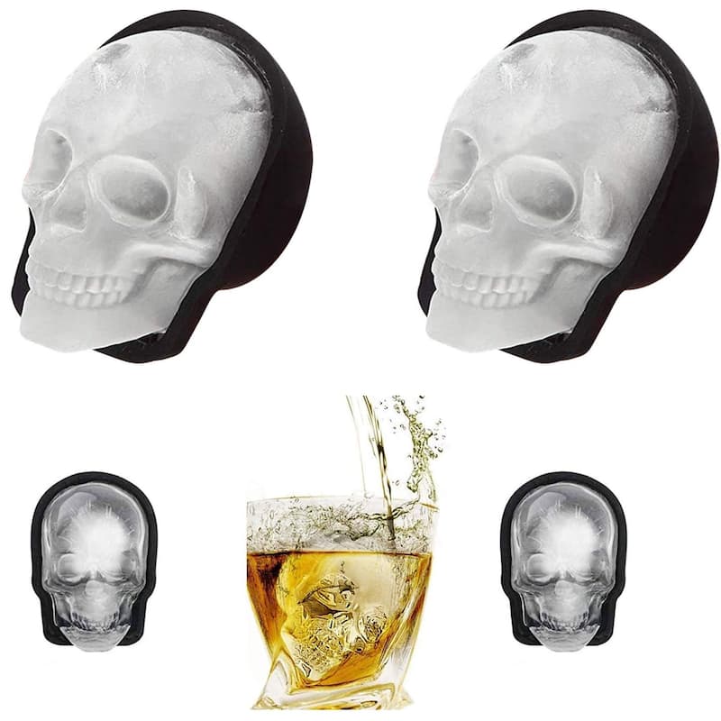 Spooky Halloween Ice Tray Molds - Tombstones & Skulls - Big Skull 2 Pack